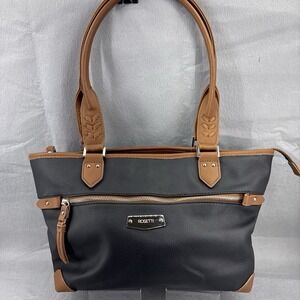 Rosetti "Janet"  Double Strap Tote Black‎ & Brown Pebble Faux Leather Purse